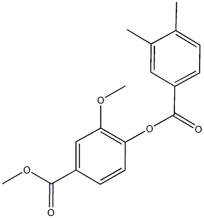 2-methoxy-4-(methoxycarbonyl)phenyl 3,4-dimethylbenzoate 化学構造式
