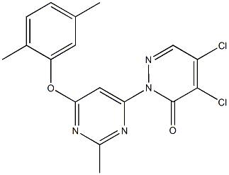 4,5-dichloro-2-[6-(2,5-dimethylphenoxy)-2-methyl-4-pyrimidinyl]-3(2H)-pyridazinone 化学構造式