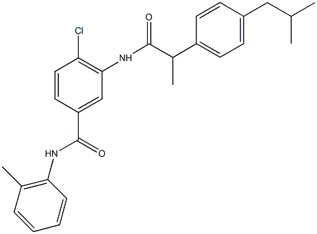 4-chloro-3-{[2-(4-isobutylphenyl)propanoyl]amino}-N-(2-methylphenyl)benzamide,944769-98-6,结构式