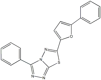 3-phenyl-6-(5-phenyl-2-furyl)[1,2,4]triazolo[3,4-b][1,3,4]thiadiazole Struktur