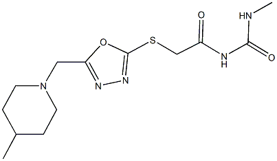 N-methyl-N'-[({5-[(4-methyl-1-piperidinyl)methyl]-1,3,4-oxadiazol-2-yl}sulfanyl)acetyl]urea,944770-16-5,结构式