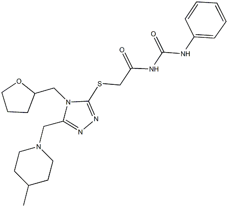 N-({[5-[(4-methyl-1-piperidinyl)methyl]-4-(tetrahydro-2-furanylmethyl)-4H-1,2,4-triazol-3-yl]sulfanyl}acetyl)-N'-phenylurea Structure