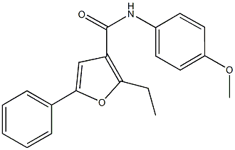 2-ethyl-N-(4-methoxyphenyl)-5-phenyl-3-furamide Struktur