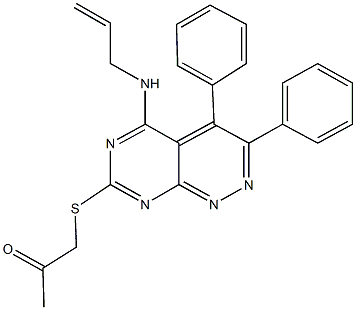 1-{[5-(allylamino)-3,4-diphenylpyrimido[4,5-c]pyridazin-7-yl]sulfanyl}acetone Struktur