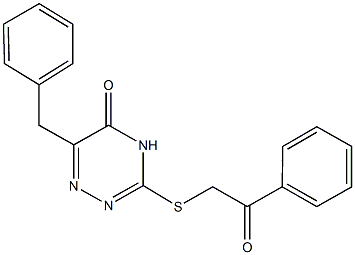 6-benzyl-3-[(2-oxo-2-phenylethyl)sulfanyl]-1,2,4-triazin-5(4H)-one,944772-09-2,结构式