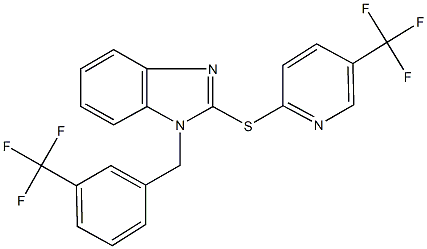 1-[3-(trifluoromethyl)benzyl]-2-{[5-(trifluoromethyl)-2-pyridinyl]sulfanyl}-1H-benzimidazole 结构式