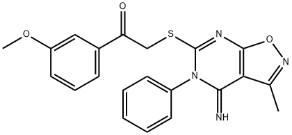 2-[(4-imino-3-methyl-5-phenyl-4,5-dihydroisoxazolo[5,4-d]pyrimidin-6-yl)sulfanyl]-1-(3-methoxyphenyl)ethanone|