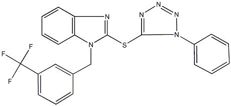 2-[(1-phenyl-1H-tetraazol-5-yl)sulfanyl]-1-[3-(trifluoromethyl)benzyl]-1H-benzimidazole,944772-37-6,结构式