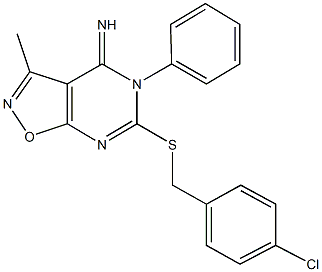 6-[(4-chlorobenzyl)sulfanyl]-3-methyl-5-phenylisoxazolo[5,4-d]pyrimidin-4(5H)-imine Structure