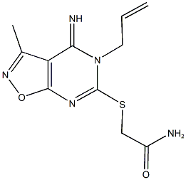 2-[(5-allyl-4-imino-3-methyl-4,5-dihydroisoxazolo[5,4-d]pyrimidin-6-yl)sulfanyl]acetamide 化学構造式