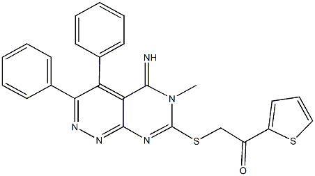 2-[(5-imino-6-methyl-3,4-diphenyl-5,6-dihydropyrimido[4,5-c]pyridazin-7-yl)sulfanyl]-1-(2-thienyl)ethanone Structure