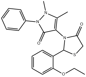 3-(1,5-dimethyl-3-oxo-2-phenyl-2,3-dihydro-1H-pyrazol-4-yl)-2-(2-ethoxyphenyl)-1,3-thiazolidin-4-one,944773-33-5,结构式