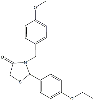 2-(4-ethoxyphenyl)-3-(4-methoxybenzyl)-1,3-thiazolidin-4-one 化学構造式