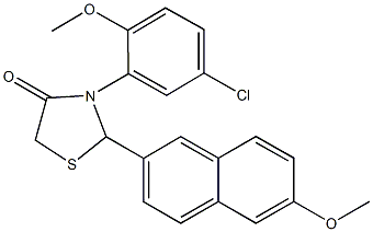 3-(5-chloro-2-methoxyphenyl)-2-(6-methoxy-2-naphthyl)-1,3-thiazolidin-4-one 结构式