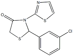 2-(3-chlorophenyl)-3-(1,3-thiazol-2-yl)-1,3-thiazolidin-4-one 化学構造式