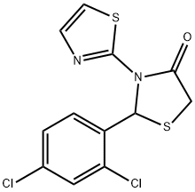 2-(2,4-dichlorophenyl)-3-(1,3-thiazol-2-yl)-1,3-thiazolidin-4-one 化学構造式