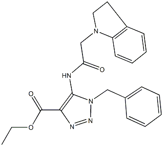 ethyl 1-benzyl-5-[(2,3-dihydro-1H-indol-1-ylacetyl)amino]-1H-1,2,3-triazole-4-carboxylate 化学構造式