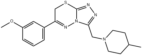 methyl 3-{3-[(4-methyl-1-piperidinyl)methyl]-7H-[1,2,4]triazolo[3,4-b][1,3,4]thiadiazin-6-yl}phenyl ether Struktur