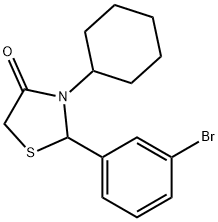 2-(3-bromophenyl)-3-cyclohexyl-1,3-thiazolidin-4-one 化学構造式