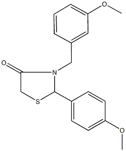 3-(3-methoxybenzyl)-2-(4-methoxyphenyl)-1,3-thiazolidin-4-one 结构式