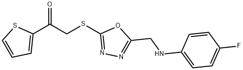 2-({5-[(4-fluoroanilino)methyl]-1,3,4-oxadiazol-2-yl}sulfanyl)-1-(2-thienyl)ethanone|