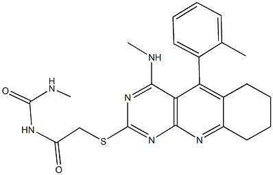 N-methyl-N'-({[4-(methylamino)-5-(2-methylphenyl)-6,7,8,9-tetrahydropyrimido[4,5-b]quinolin-2-yl]sulfanyl}acetyl)urea Struktur