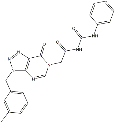 N-{[3-(3-methylbenzyl)-7-oxo-3,7-dihydro-6H-[1,2,3]triazolo[4,5-d]pyrimidin-6-yl]acetyl}-N'-phenylurea Struktur