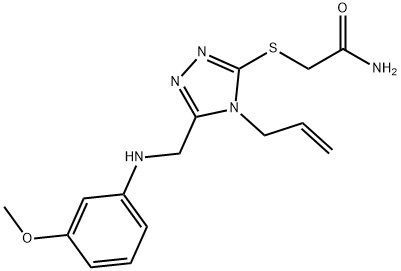 2-({4-allyl-5-[(3-methoxyanilino)methyl]-4H-1,2,4-triazol-3-yl}sulfanyl)acetamide 化学構造式