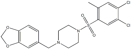 1-(1,3-benzodioxol-5-ylmethyl)-4-[(4,5-dichloro-2-methylphenyl)sulfonyl]piperazine 结构式