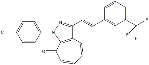 1-(4-chlorophenyl)-3-{2-[3-(trifluoromethyl)phenyl]vinyl}cyclohepta[c]pyrazol-8(1H)-one Structure