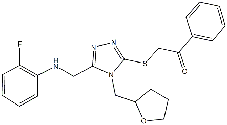 2-{[5-[(2-fluoroanilino)methyl]-4-(tetrahydro-2-furanylmethyl)-4H-1,2,4-triazol-3-yl]sulfanyl}-1-phenylethanone Structure