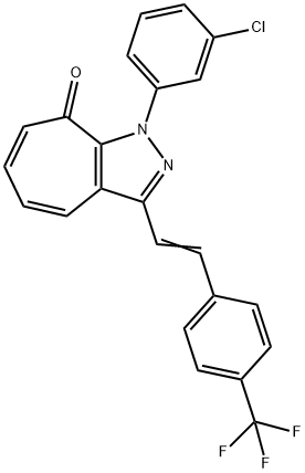 1-(3-chlorophenyl)-3-{2-[4-(trifluoromethyl)phenyl]vinyl}cyclohepta[c]pyrazol-8(1H)-one Structure