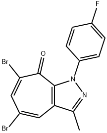 5,7-dibromo-1-(4-fluorophenyl)-3-methylcyclohepta[c]pyrazol-8(1H)-one 化学構造式