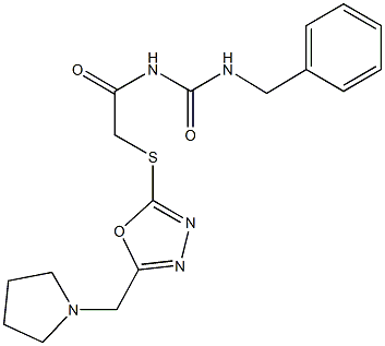 N-benzyl-N'-({[5-(1-pyrrolidinylmethyl)-1,3,4-oxadiazol-2-yl]sulfanyl}acetyl)urea,944776-29-8,结构式