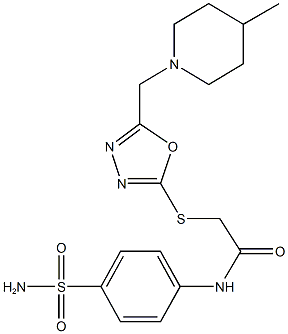 N-[4-(aminosulfonyl)phenyl]-2-({5-[(4-methyl-1-piperidinyl)methyl]-1,3,4-oxadiazol-2-yl}sulfanyl)acetamide Struktur