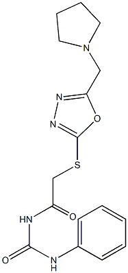 N-phenyl-N'-({[5-(1-pyrrolidinylmethyl)-1,3,4-oxadiazol-2-yl]sulfanyl}acetyl)urea Structure