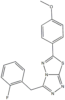 4-[3-(2-fluorobenzyl)[1,2,4]triazolo[3,4-b][1,3,4]thiadiazol-6-yl]phenyl methyl ether 化学構造式