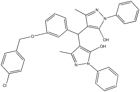 4-[{3-[(4-chlorobenzyl)oxy]phenyl}(5-hydroxy-3-methyl-1-phenyl-1H-pyrazol-4-yl)methyl]-3-methyl-1-phenyl-1H-pyrazol-5-ol|
