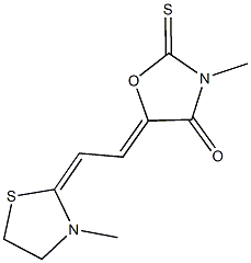 3-methyl-5-[2-(3-methyl-1,3-thiazolidin-2-ylidene)ethylidene]-2-thioxo-1,3-oxazolidin-4-one Struktur