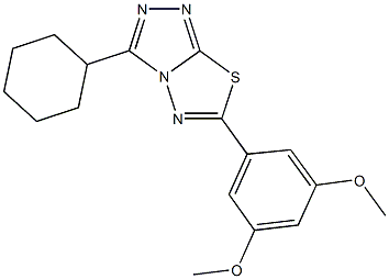 3-cyclohexyl-6-(3,5-dimethoxyphenyl)[1,2,4]triazolo[3,4-b][1,3,4]thiadiazole Struktur