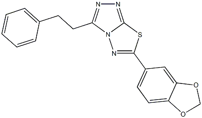 6-(1,3-benzodioxol-5-yl)-3-(2-phenylethyl)[1,2,4]triazolo[3,4-b][1,3,4]thiadiazole,947951-15-7,结构式