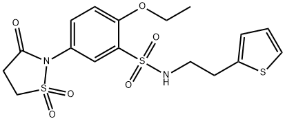 5-(1,1-dioxido-3-oxo-2-isothiazolidinyl)-2-ethoxy-N-[2-(2-thienyl)ethyl]benzenesulfonamide,951975-00-1,结构式