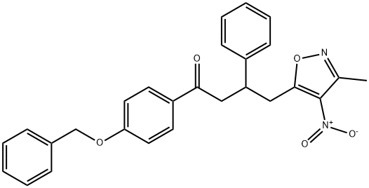 1-[4-(benzyloxy)phenyl]-4-{4-nitro-3-methyl-5-isoxazolyl}-3-phenyl-1-butanone,952568-97-7,结构式