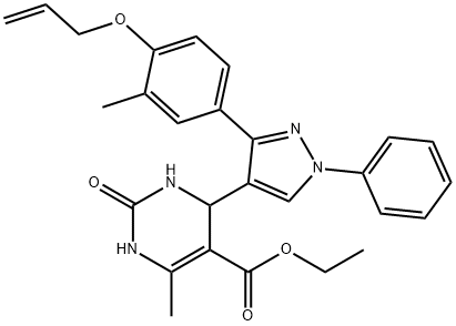 955858-17-0 ethyl 4-{3-[4-(allyloxy)-3-methylphenyl]-1-phenyl-1H-pyrazol-4-yl}-6-methyl-2-oxo-1,2,3,4-tetrahydro-5-pyrimidinecarboxylate