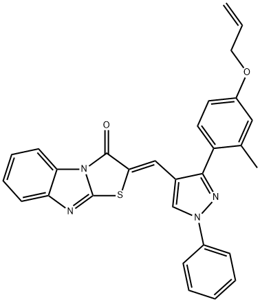 2-({3-[4-(allyloxy)-2-methylphenyl]-1-phenyl-1H-pyrazol-4-yl}methylene)[1,3]thiazolo[3,2-a]benzimidazol-3(2H)-one,956242-71-0,结构式