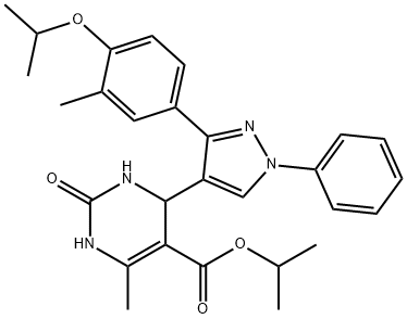isopropyl 4-[3-(4-isopropoxy-3-methylphenyl)-1-phenyl-1H-pyrazol-4-yl]-6-methyl-2-oxo-1,2,3,4-tetrahydropyrimidine-5-carboxylate,956501-08-9,结构式