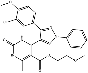 2-methoxyethyl 4-[3-(3-chloro-4-methoxyphenyl)-1-phenyl-1H-pyrazol-4-yl]-6-methyl-2-oxo-1,2,3,4-tetrahydropyrimidine-5-carboxylate Structure