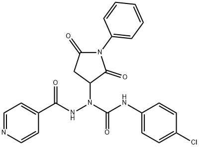 N-(4-chlorophenyl)-1-(2,5-dioxo-1-phenyl-3-pyrrolidinyl)-2-isonicotinoylhydrazinecarboxamide Structure