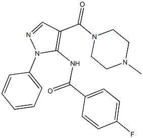 4-fluoro-N-{4-[(4-methyl-1-piperazinyl)carbonyl]-1-phenyl-1H-pyrazol-5-yl}benzamide Structure