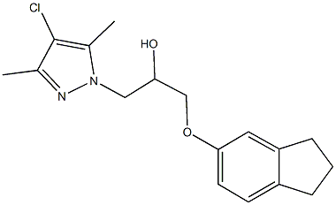 1-(4-chloro-3,5-dimethyl-1H-pyrazol-1-yl)-3-(2,3-dihydro-1H-inden-5-yloxy)-2-propanol 结构式